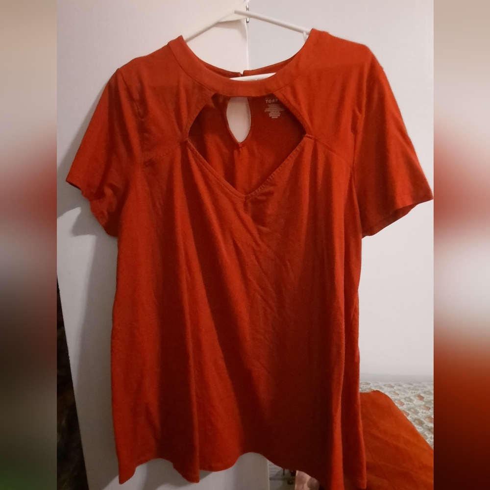 Red torrid cotton cutout tee 3x